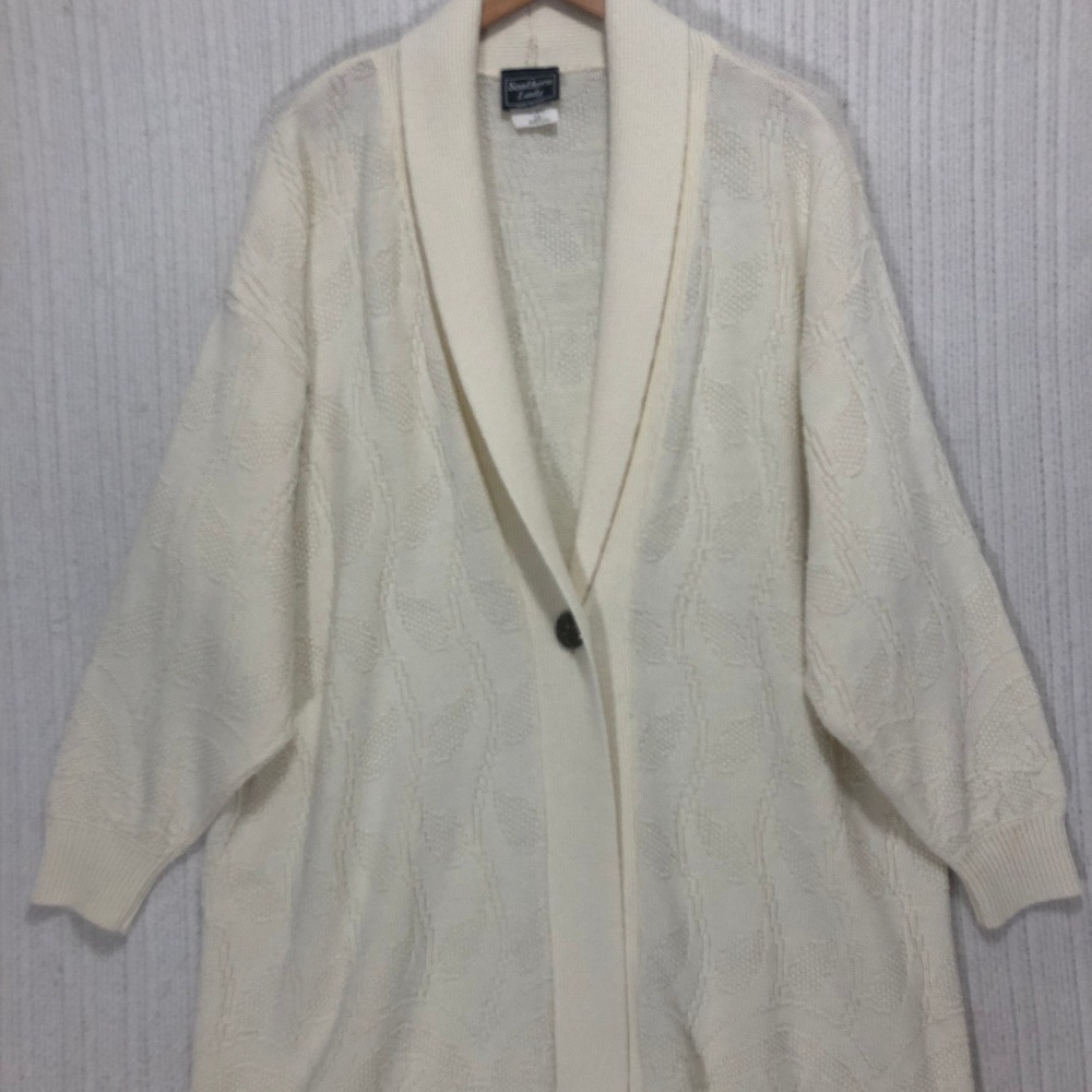 Southern Lady Cream‎ Knit Cardigan 1X Womens Long Sleeve Button Front